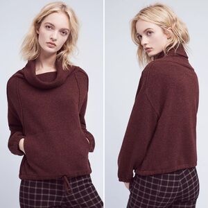 Anthropologie Field & Flower Burgundy Liv Cowlneck Pullover Sweater Size Medium